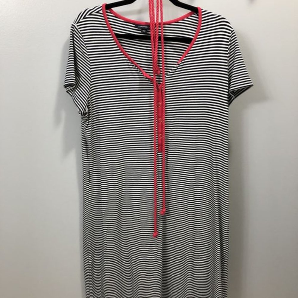 Blue, white & pink striped Land's End Dress XL(18) - Picture 2 of 6